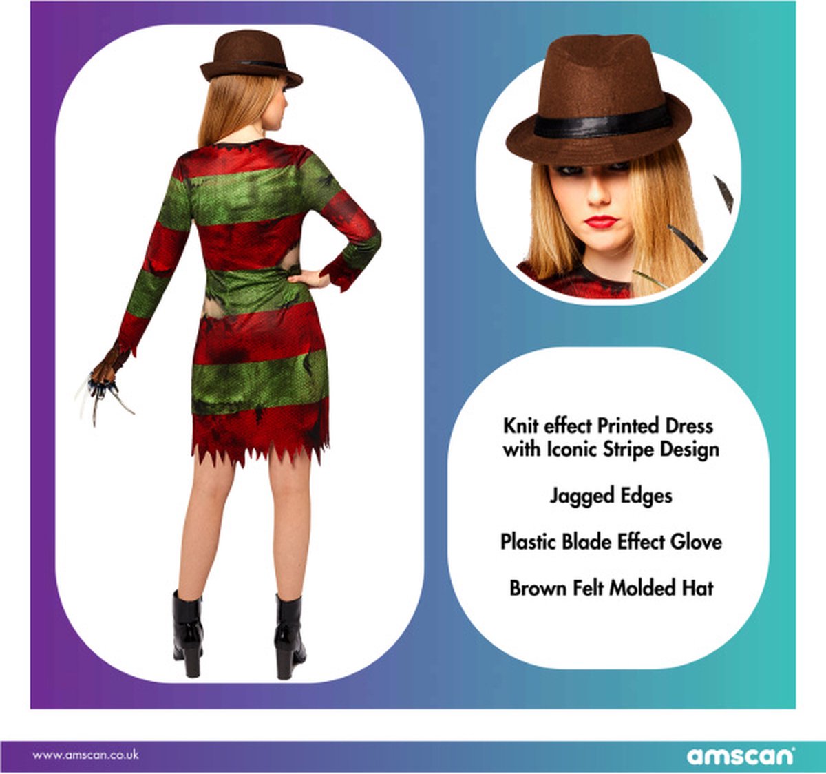 Freddy Krueger Dames Kostuum