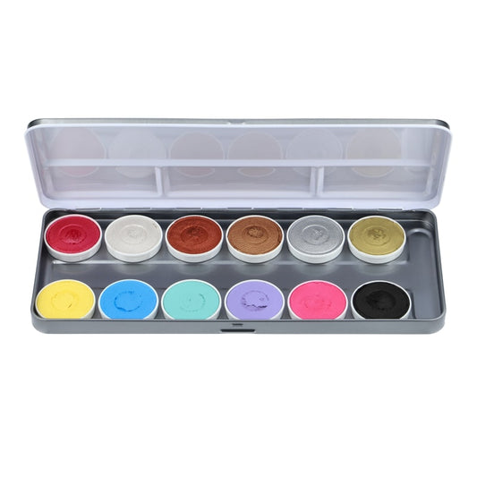 Aqua Face- and Bodypaint palette 12 colours DUO SHIMMER- AND PASTEL COLOURS