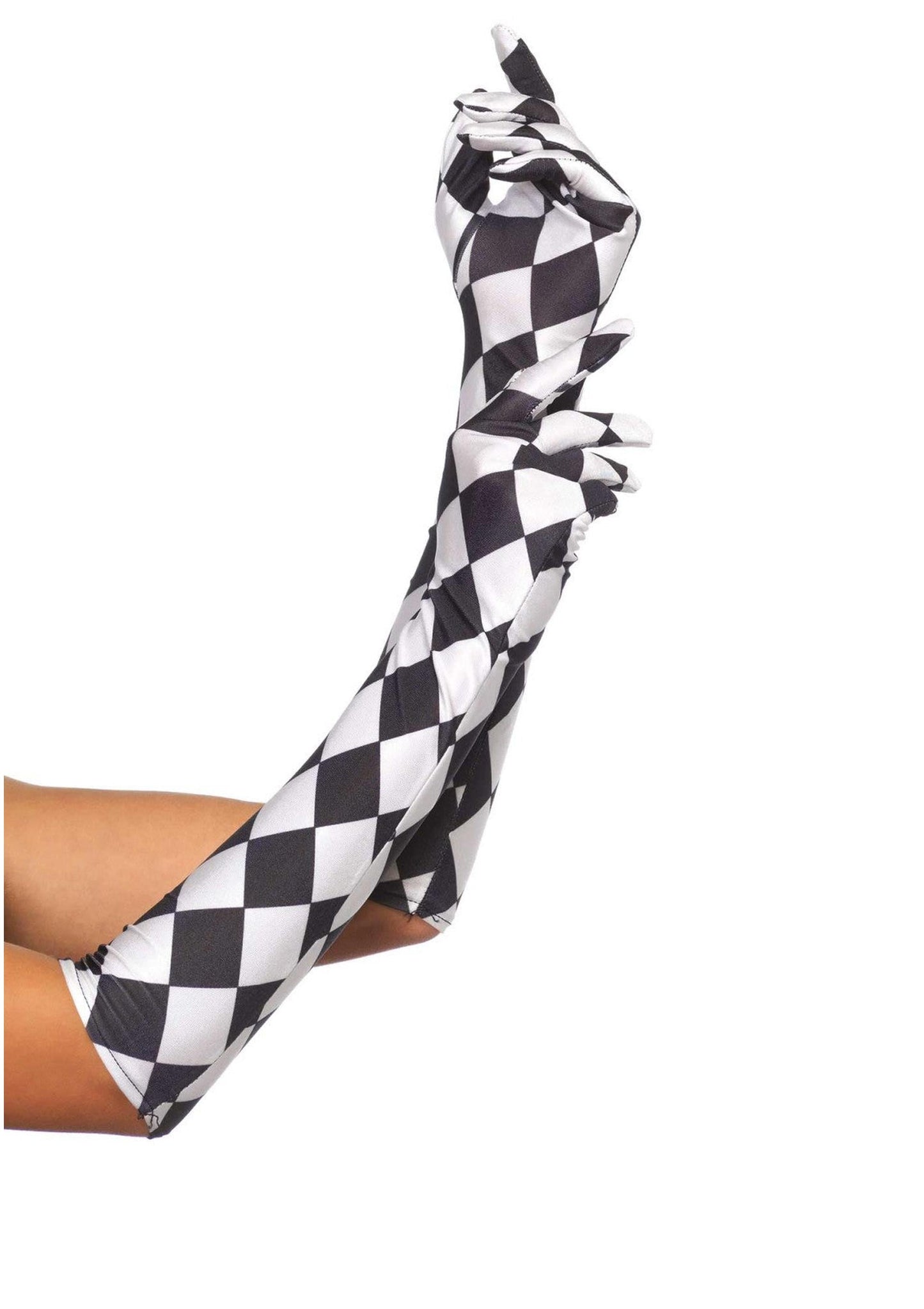 Satin Harlequin Elbow Length Gloves