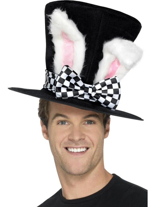 Tea Party March Hare Top Hat, Black & White