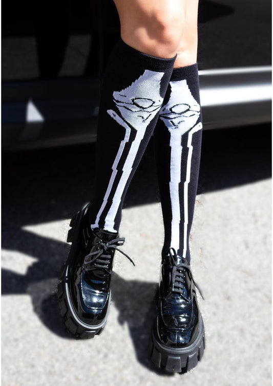 Skeleton Over The Knee Socks
