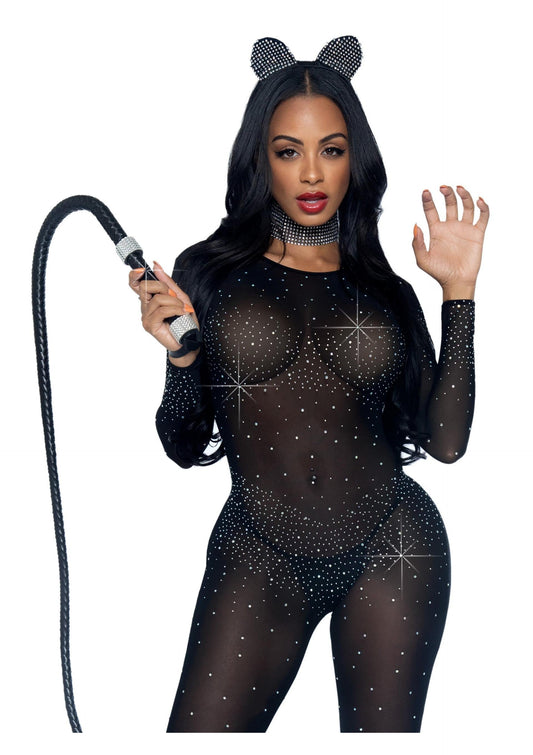 Sheer Rhinestone Catsuit