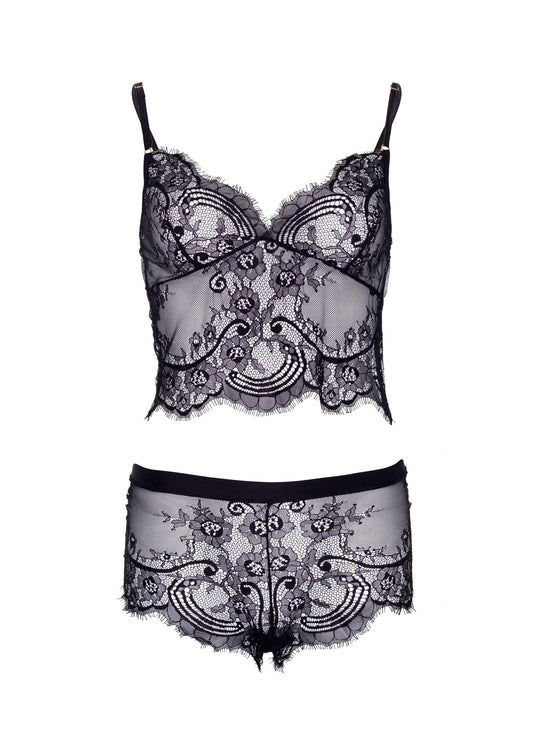 Lace Cami and Cheeky Boyshorts Bottoms