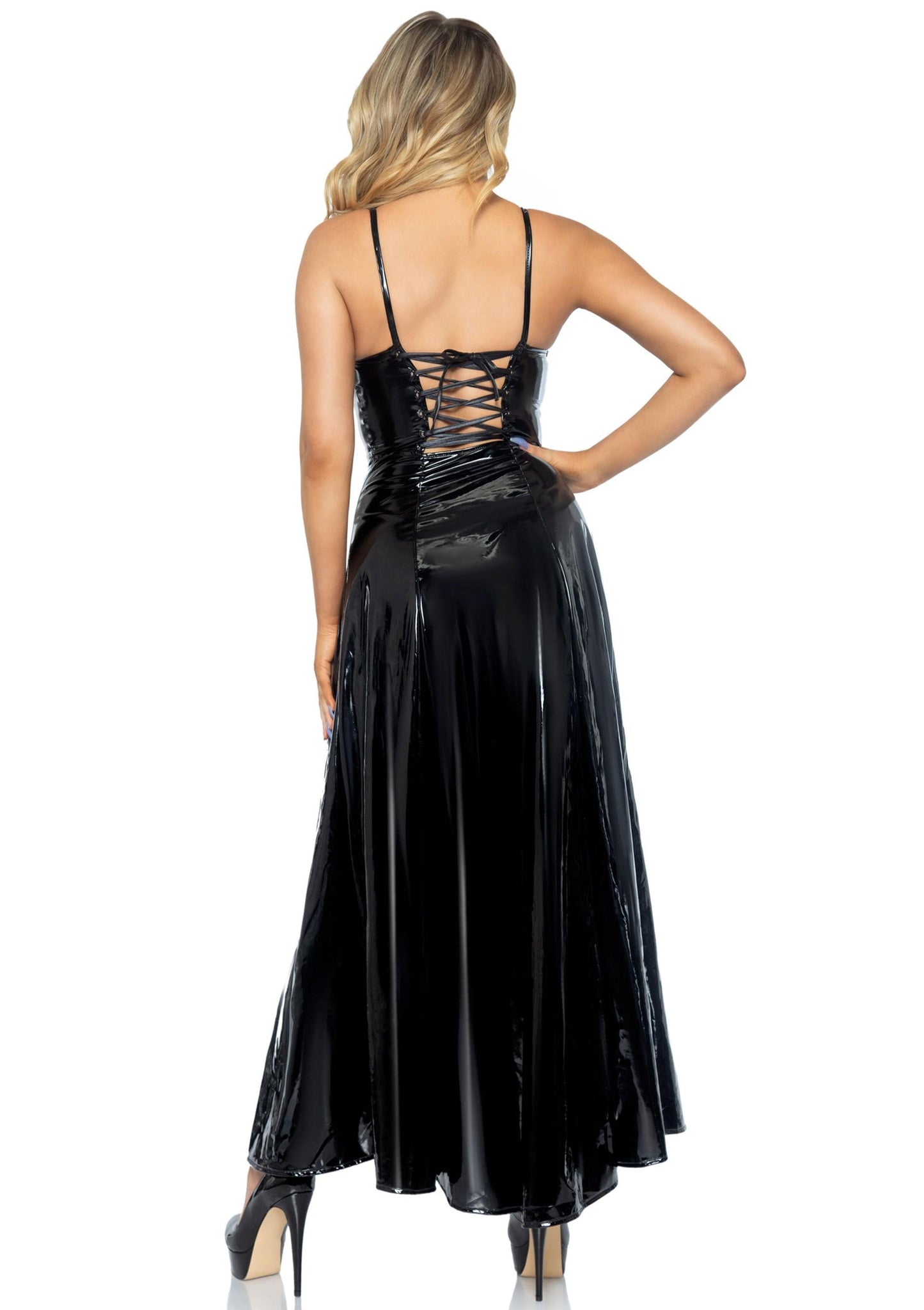 Vinyl Ball Gown with Corset Lace Up Back