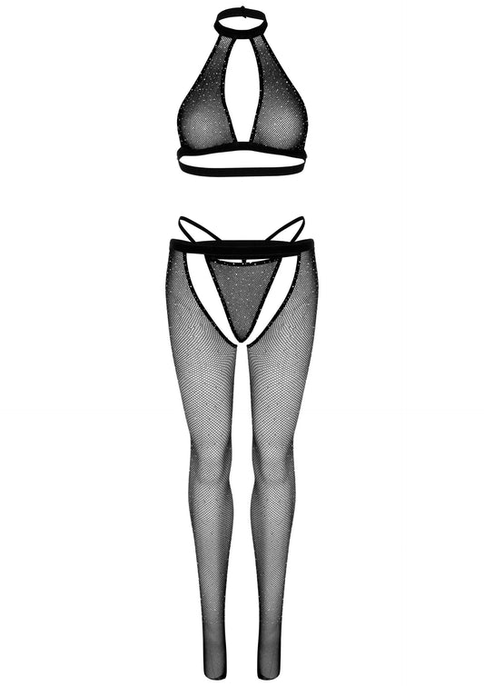 Keyhole Top, String and Crotchless Tights