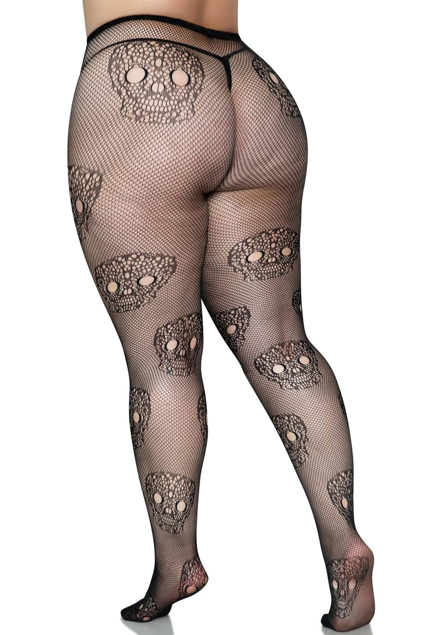 Plus Lace Skull Fishnet Pantyhose