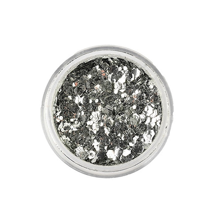 SILVER Biodegradable Face- and Bodyglitter Chunky 6ml