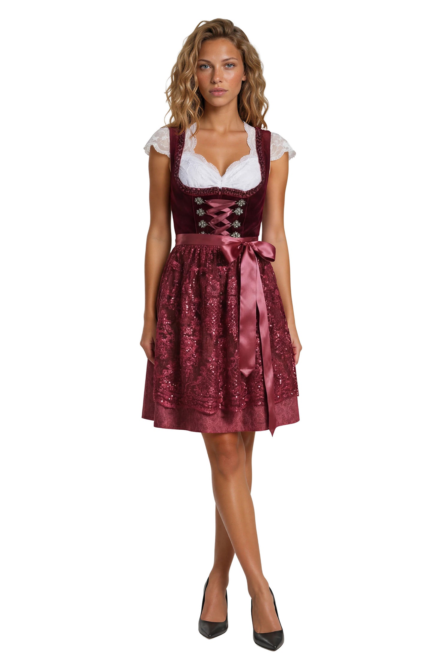 Dirndl jurk Jula Bordeaux