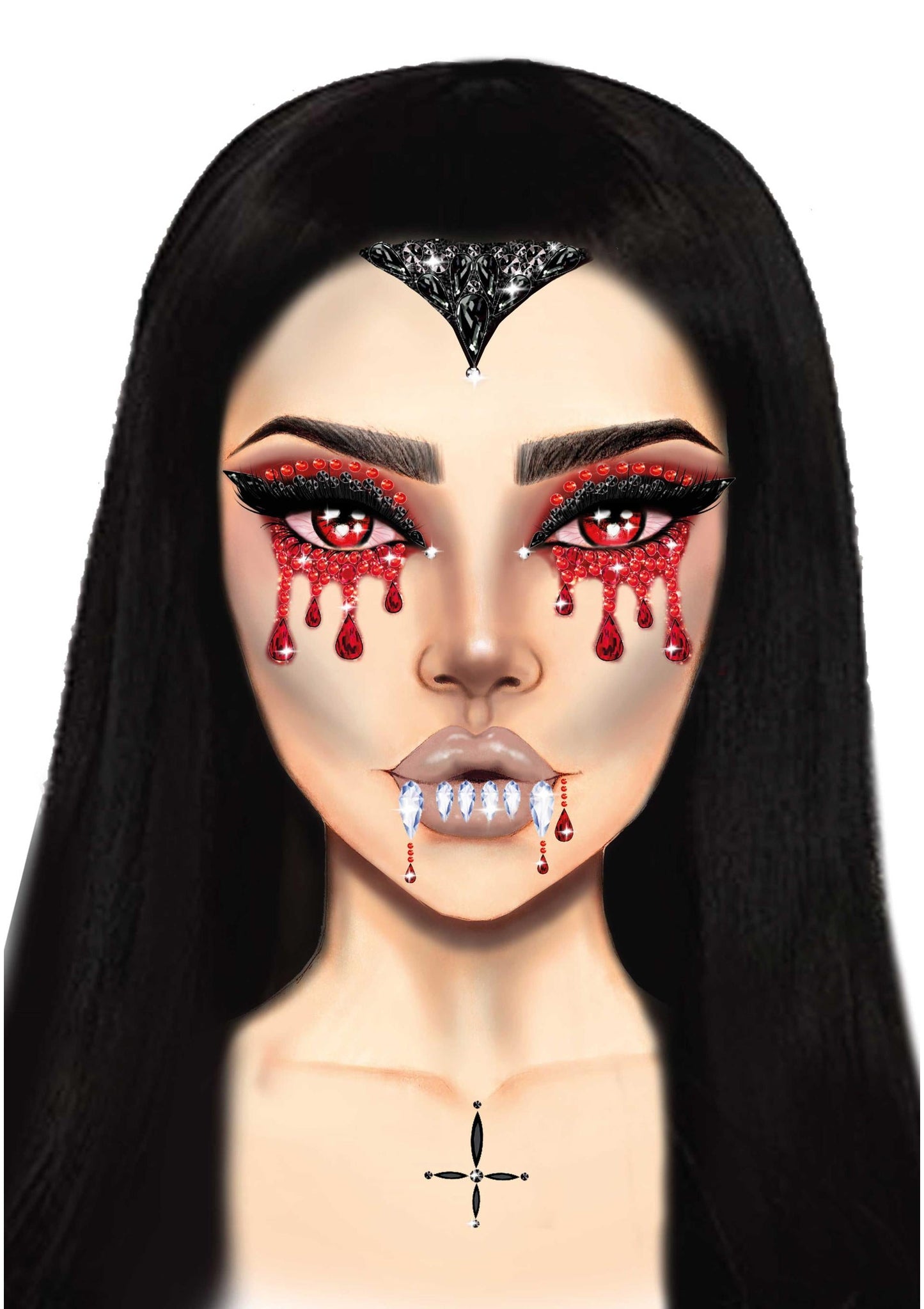 Vampire Adhesive Face Jewels Sticker