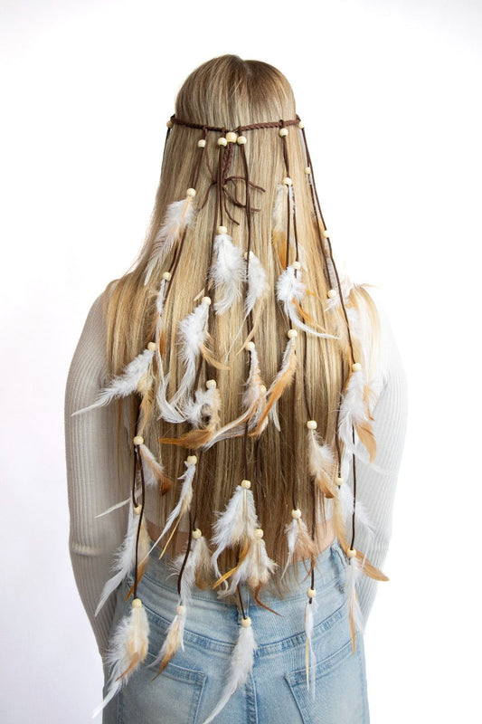 Boho Veren haarband Wit