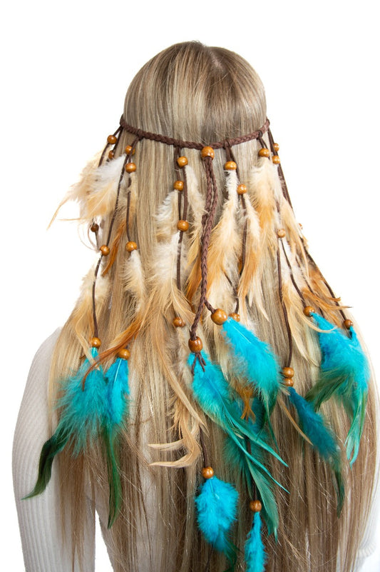 Boho Veren haarband Blauw