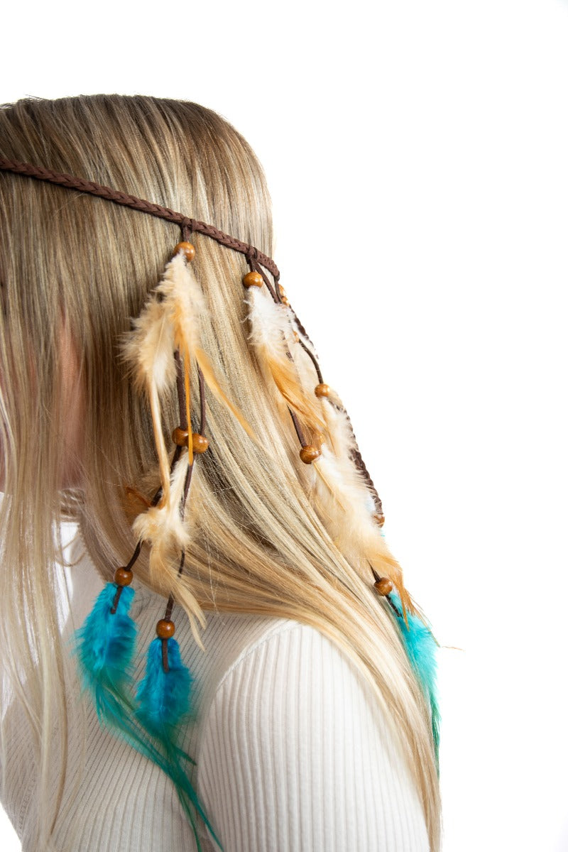 Boho Veren haarband Blauw