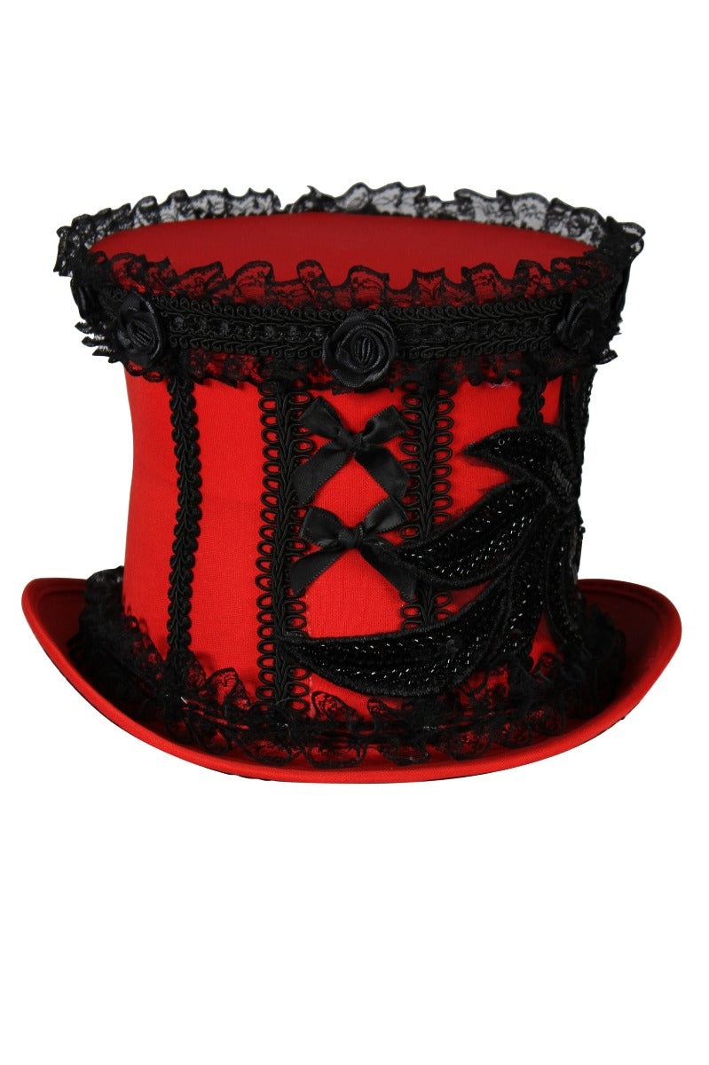 Hoge hoed Lace Star Rood