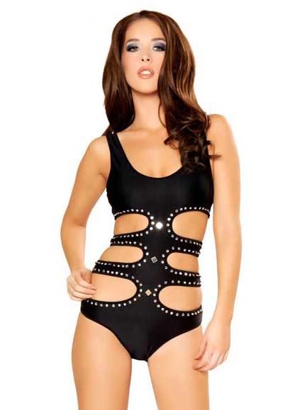 Zwart monokini met steentjes