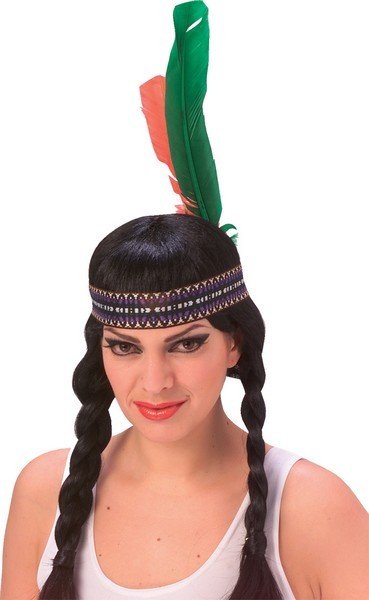 Indianen Hoofdband met veer (6 kleuren)