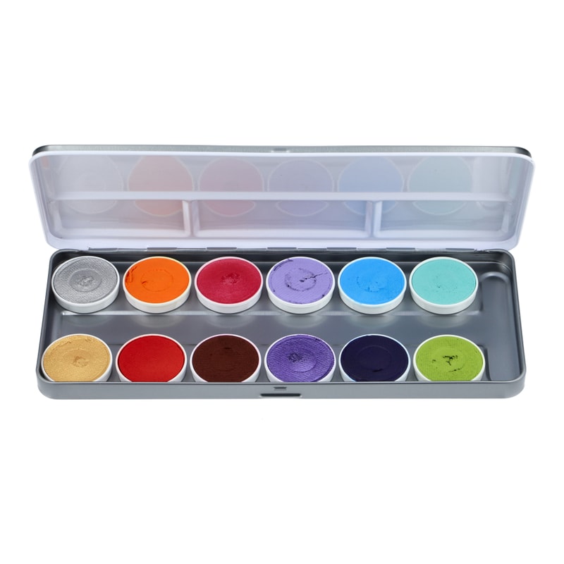 Aqua Face- and Bodypaint palette 12 colours SYLLIE FACES by Syl Verberk
