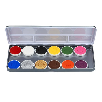Aqua Face- and Bodypaint palette 12 BRIGHT colours