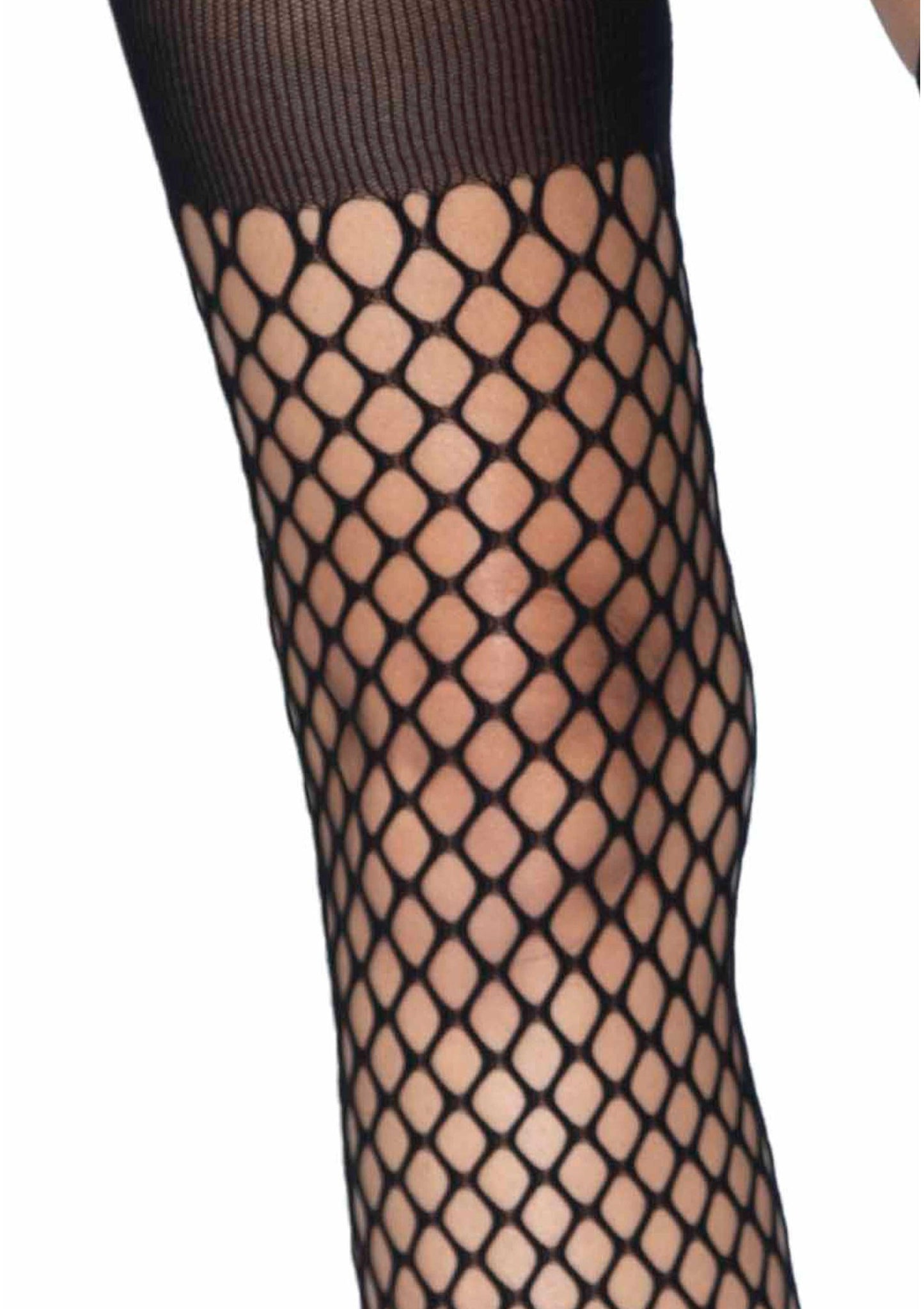 Oval Net Suspender Hose With Opaque Top