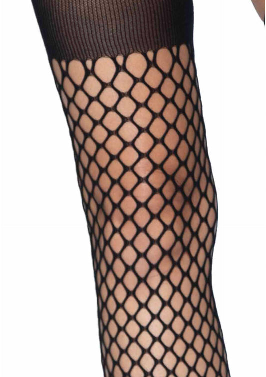 Oval Net Suspender Hose With Opaque Top
