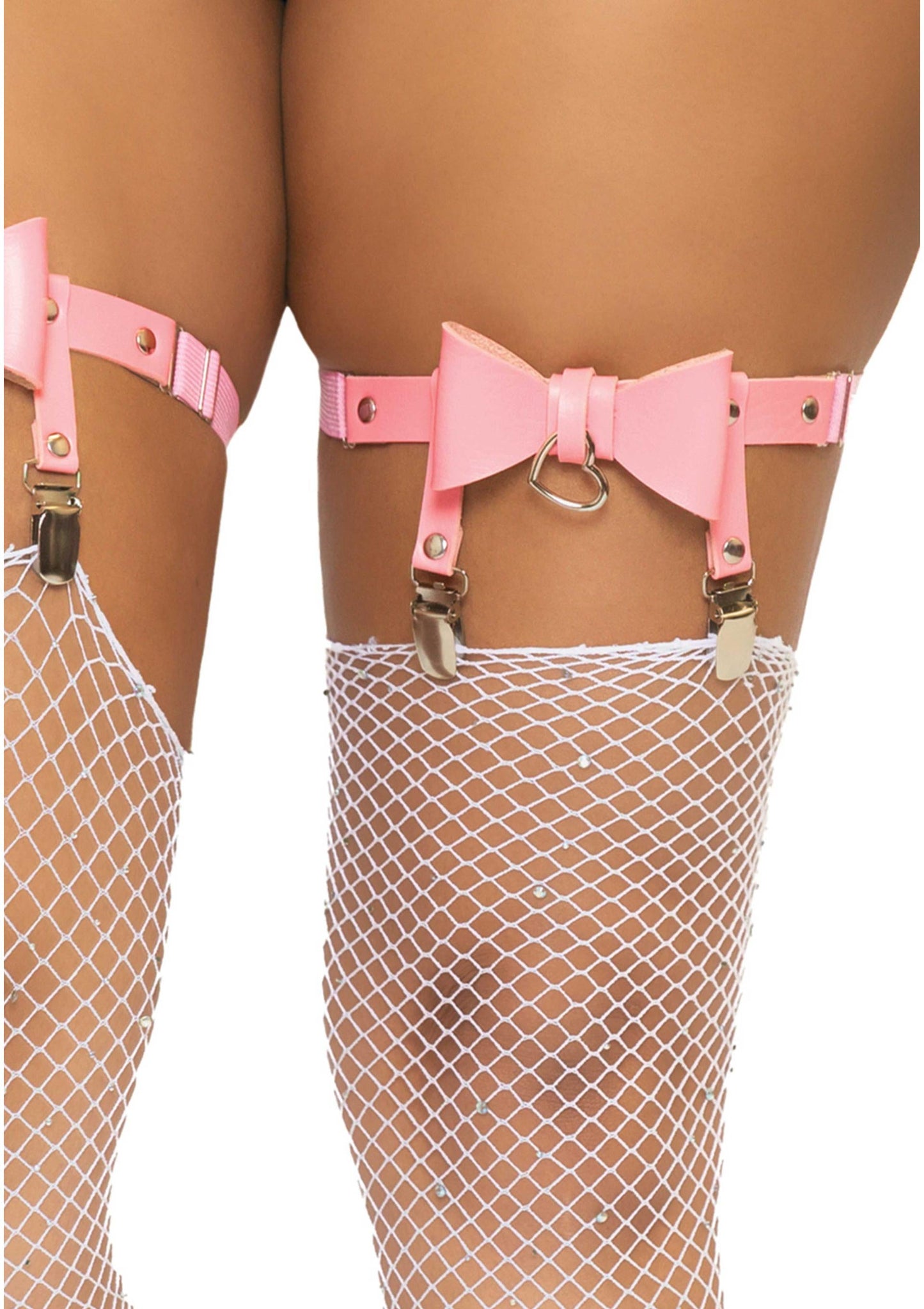 Vegan Leather Garter with Heart Ring Accent