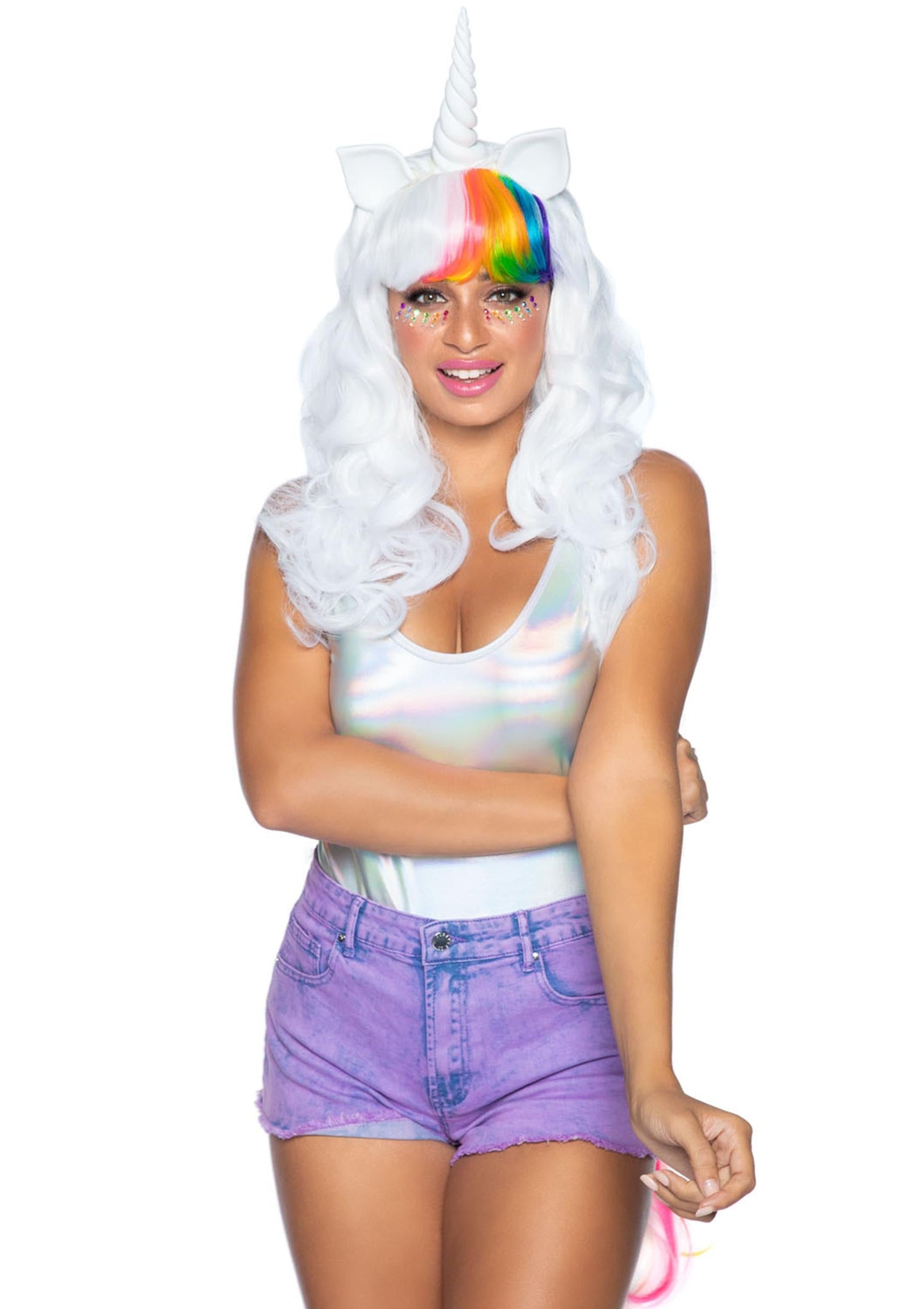 Unicorn Wig and Rainbow Pin-On Tail