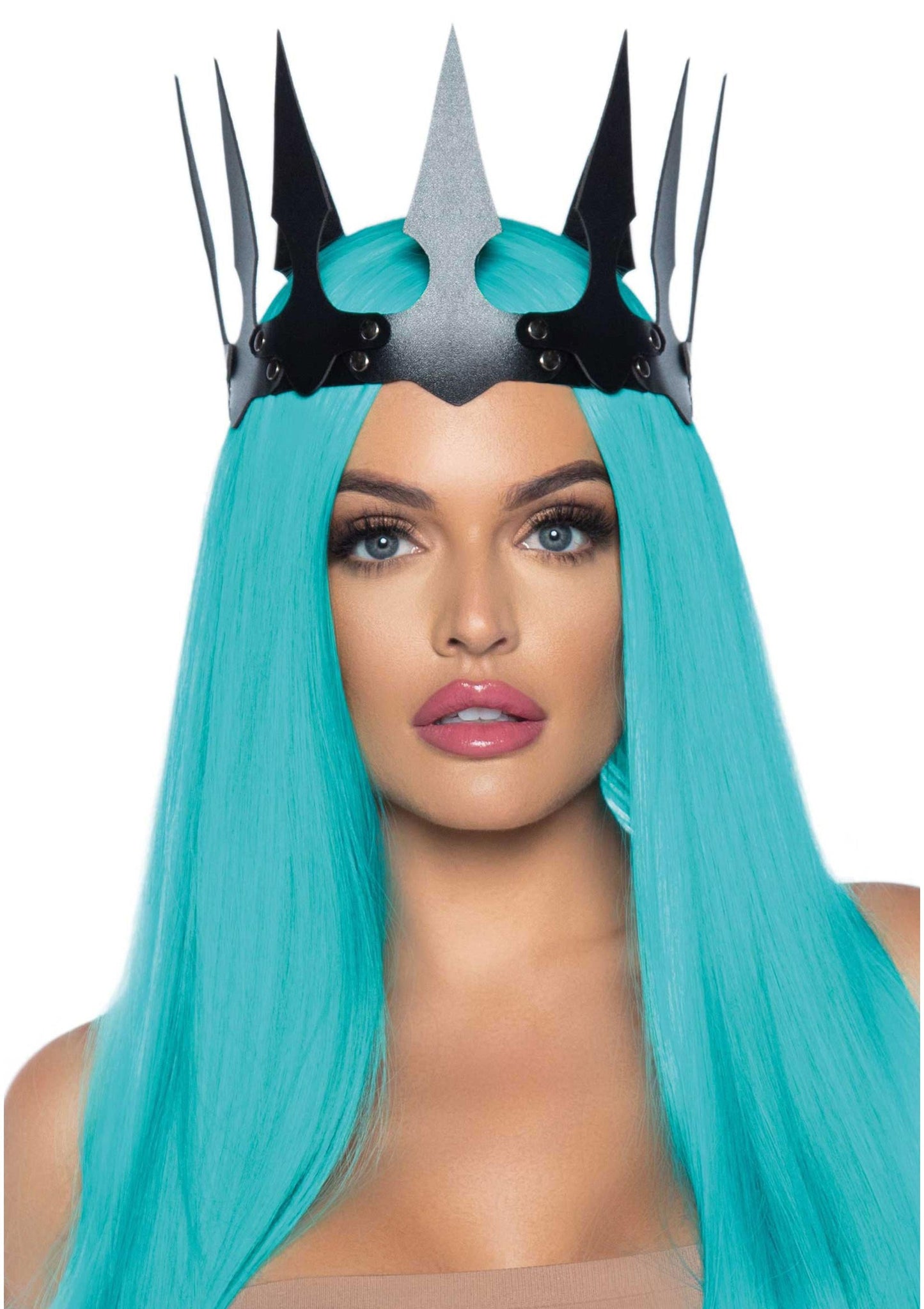 Faux Leather Spiked Crown