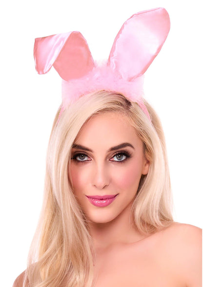 Bendable Marabou Trimmed Satin Bunny Ears