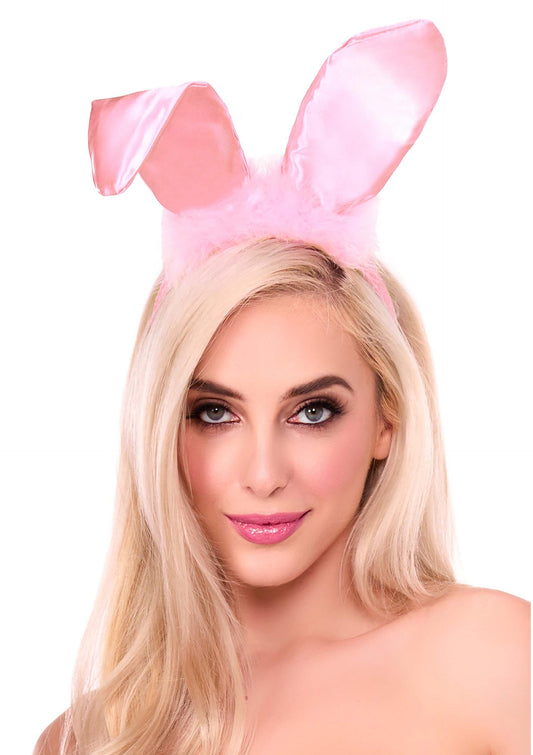 Bendable Marabou Trimmed Satin Bunny Ears