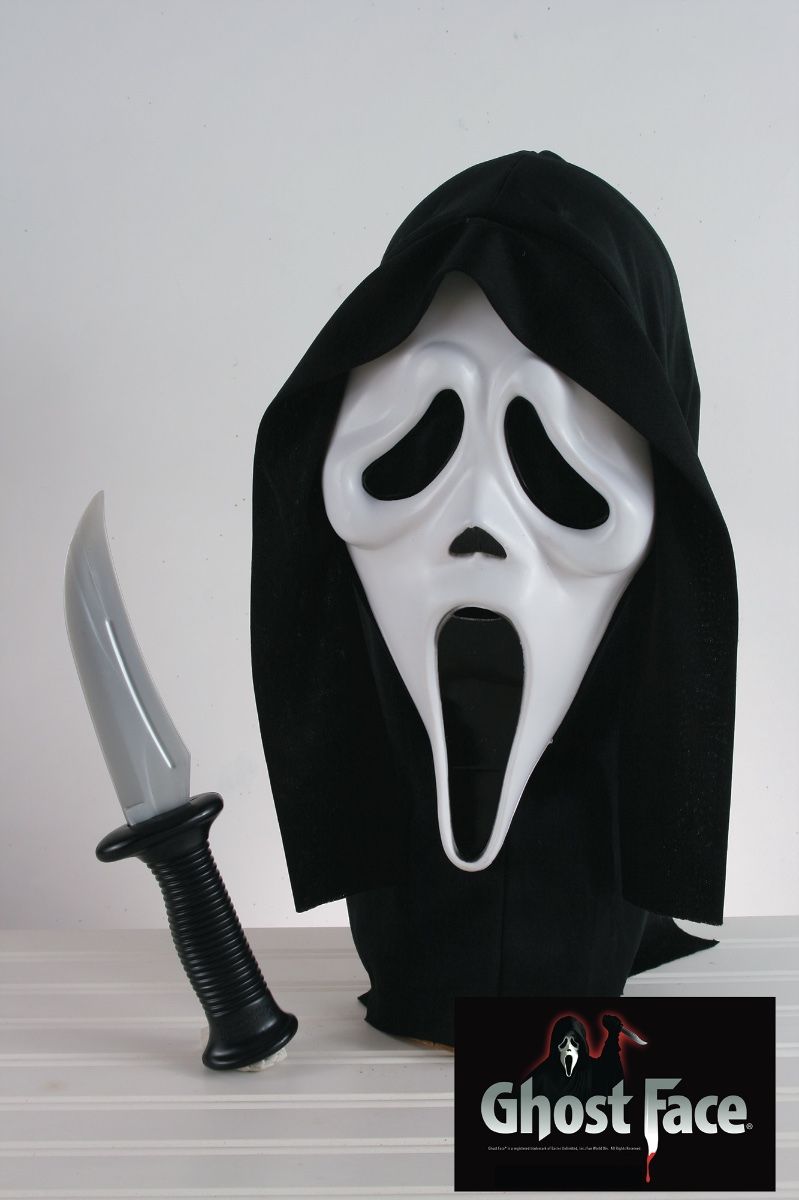 Ghost Face Masker met Capuchon & Mes Officiele Licentie
