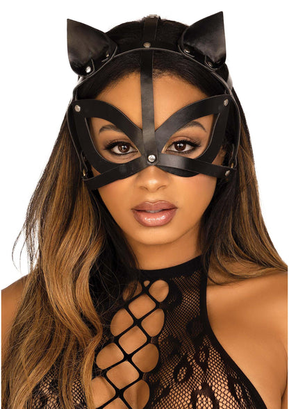 Vegan Leather Studded Cat Mask