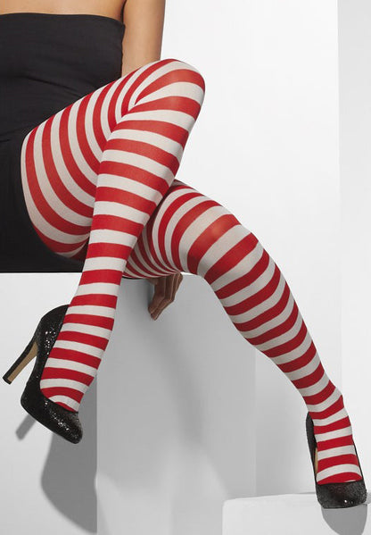 Gestreepte Panty Wit/Rood
