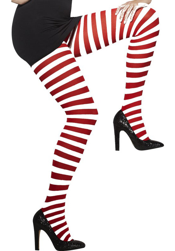 Gestreepte Panty Wit/Rood