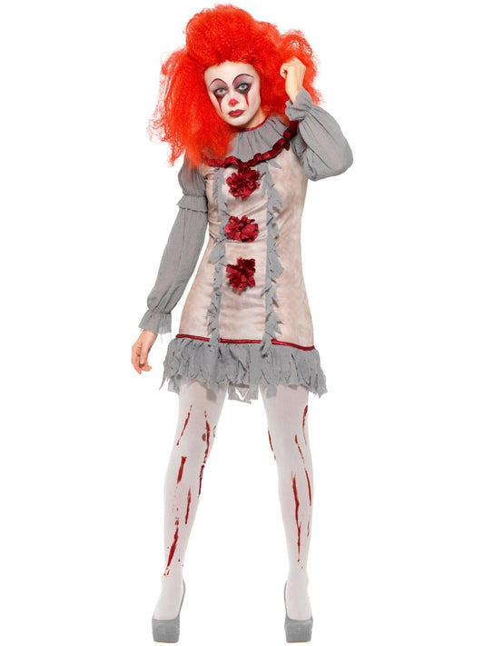 Vintage Clown Lady Costume Grey & Red