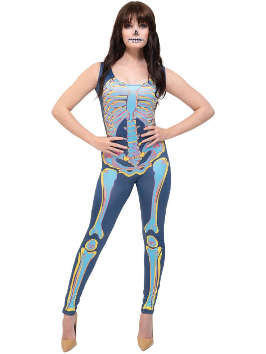 Fever Sexy Skeleton Costume, Blue XS