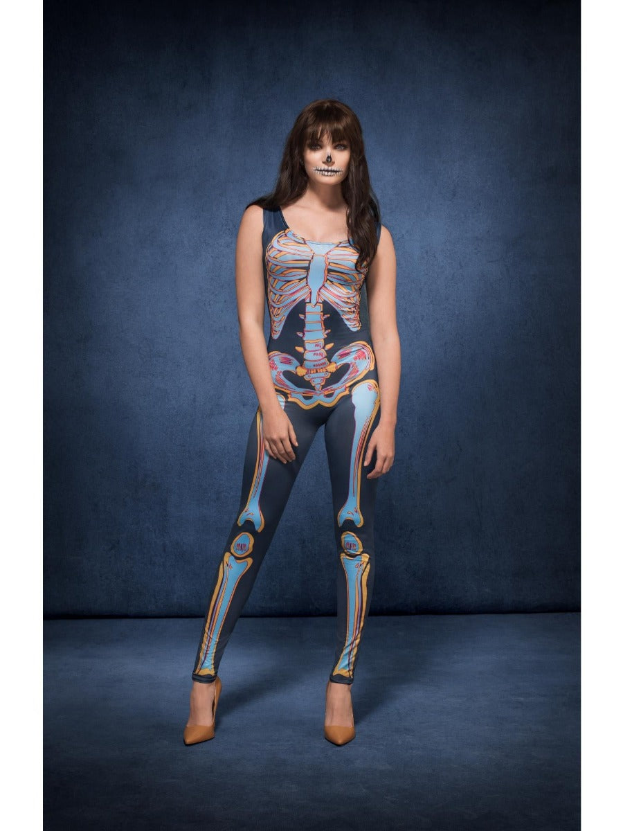 Fever Sexy Skeleton Costume, Blue XS