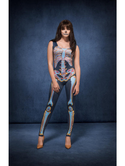 Fever Sexy Skeleton Costume, Blue XS