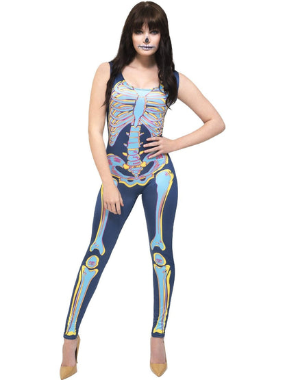 Fever Sexy Skeleton Costume, Blue XS