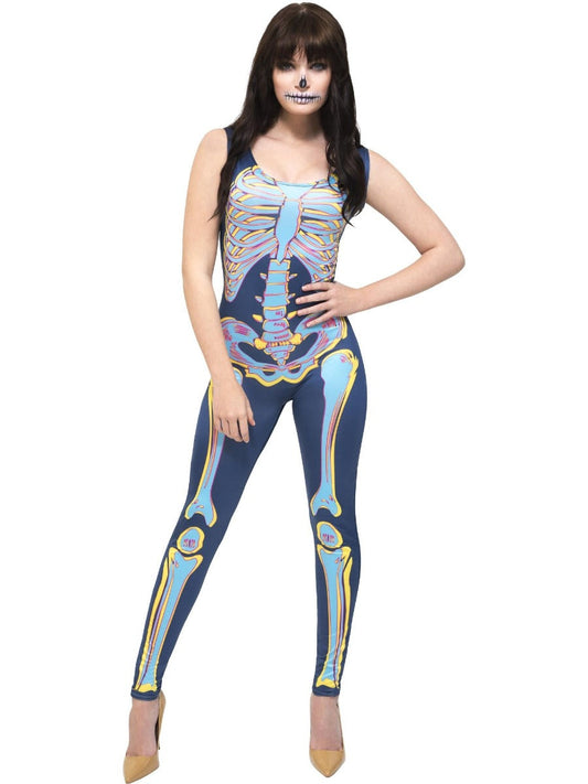 Fever Sexy Skeleton Costume, Blue XS