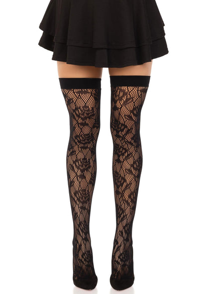 Wild Rose Net Thigh Highs