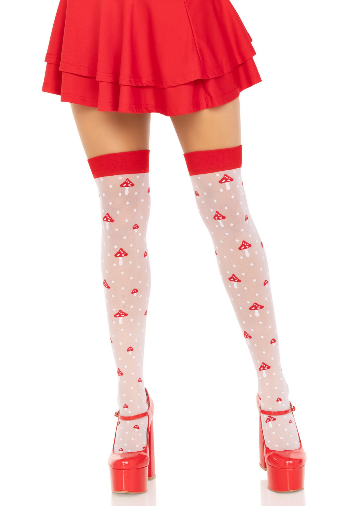 Elastane Mushroom Thigh Highs
