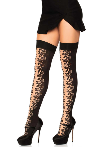 Rosette Panel Thigh Highs