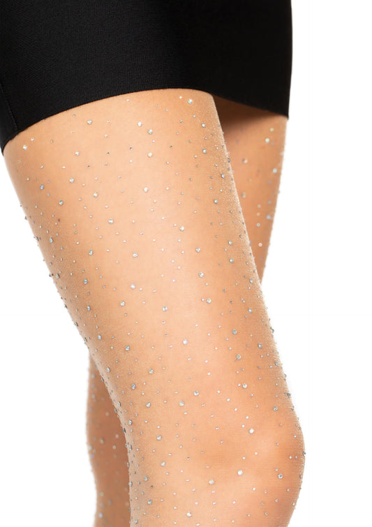 Sheer Rhinestone Elastane Pantyhose