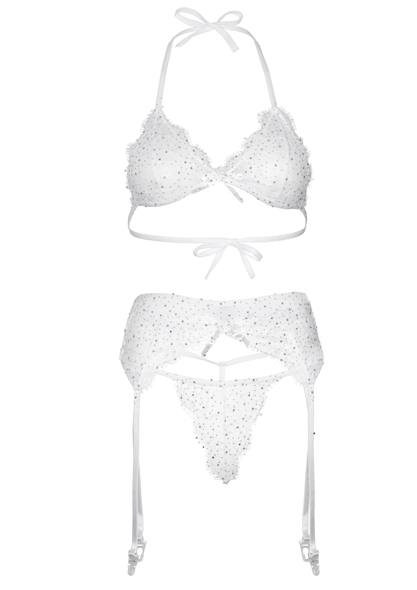 Lace Bra Top, String and Garter Belt