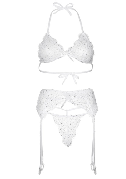 Lace Bra Top, String and Garter Belt