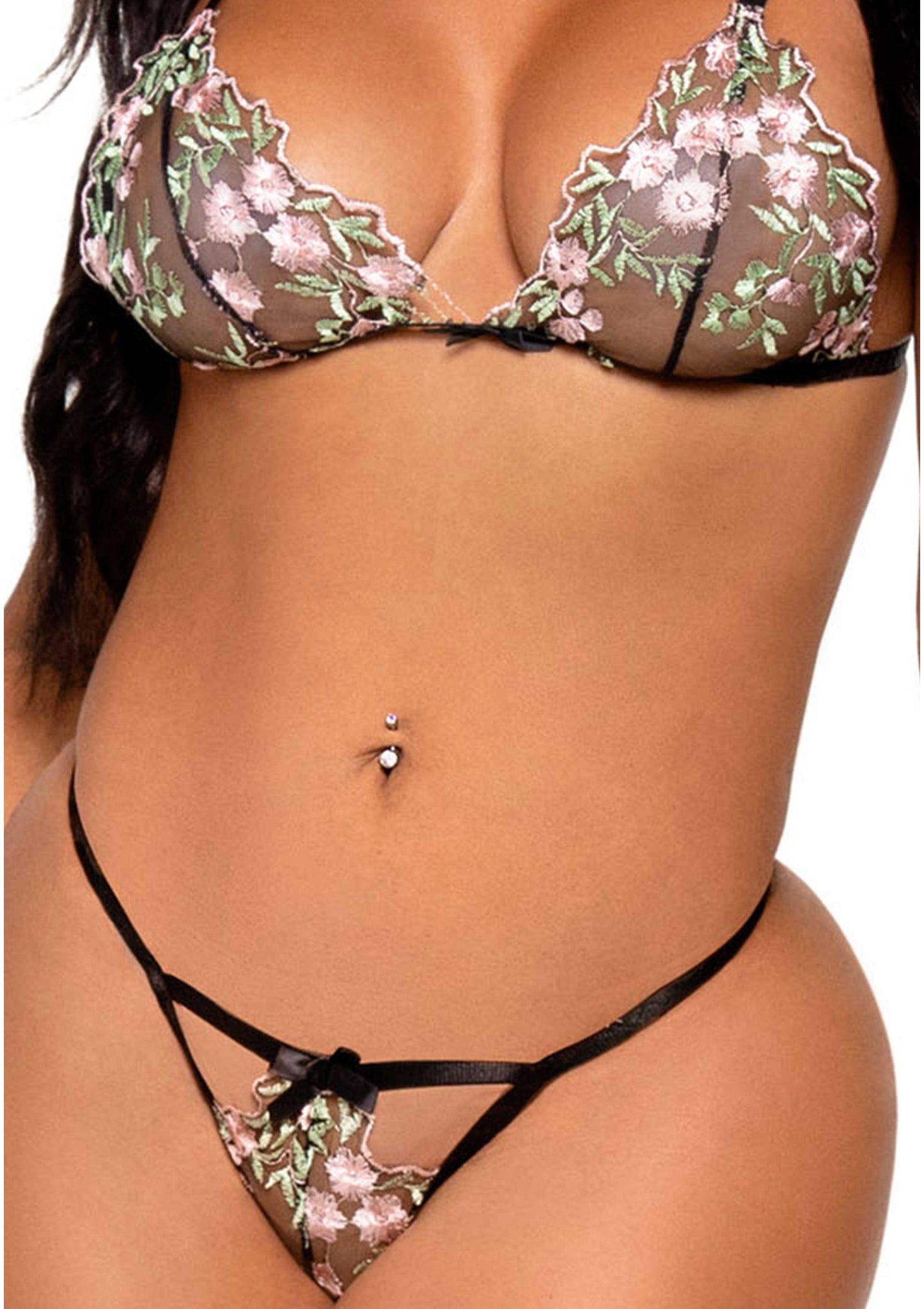 Floral Sheer Bra and String