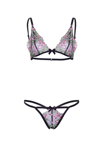 Floral Sheer Bra and String