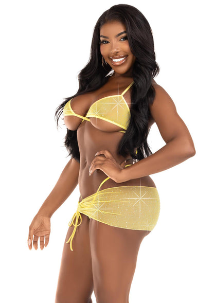 Rhinestone Bra Top, String and Sarong