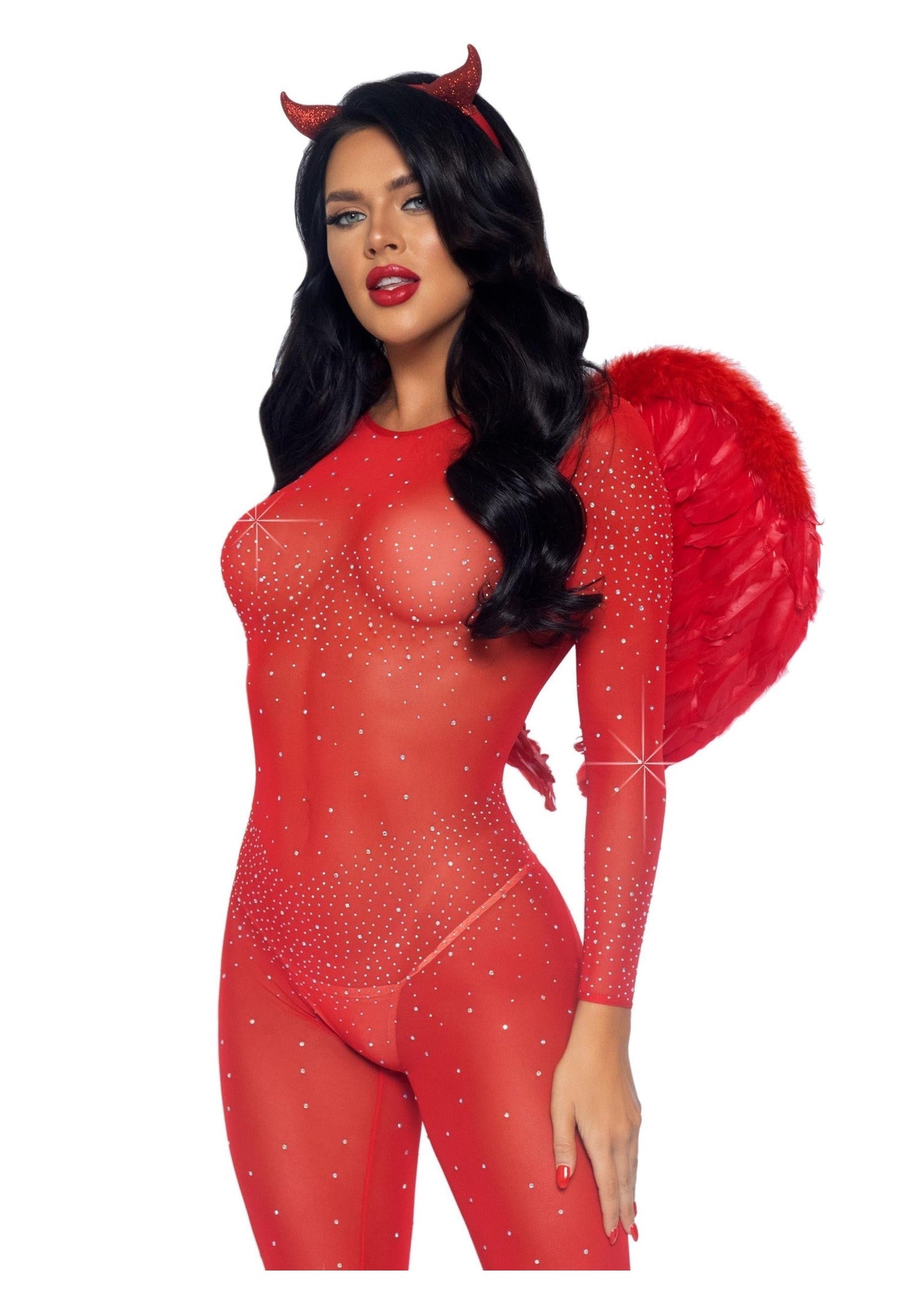 Sheer Rhinestone Catsuit