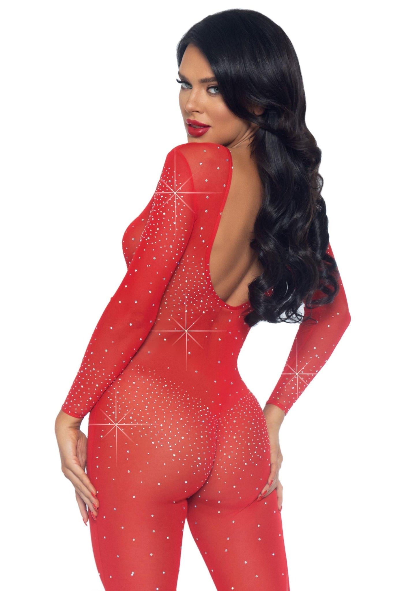 Sheer Rhinestone Catsuit