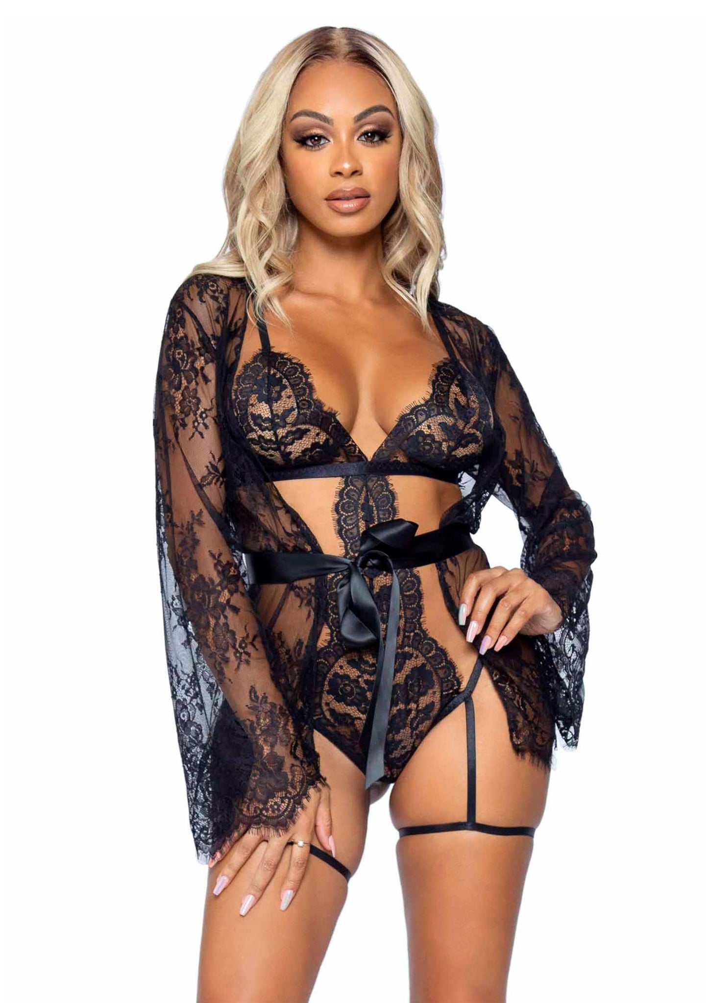 Garter Teddy with String  Back and Robe